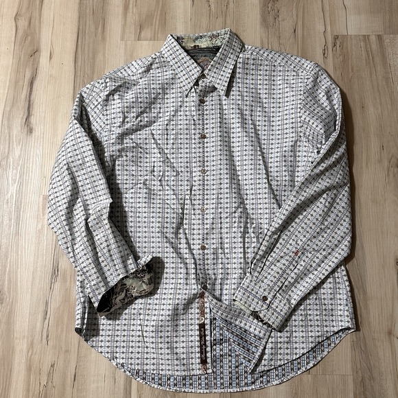 Robert Graham Other - Robert Graham Cotton Diamond Pattern Blue/Gray Button Up Dress Shirt - SZ 2XL